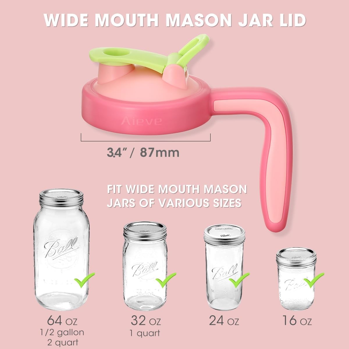 Ergonomic 2-Pack Mason Jar Pour Spout Lid with Flip-Top Design