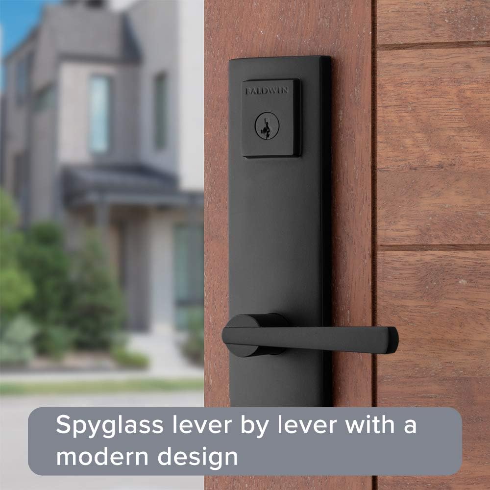 Baldwin Spyglass Entry Handleset with SmartKey Re-Key Matte Black