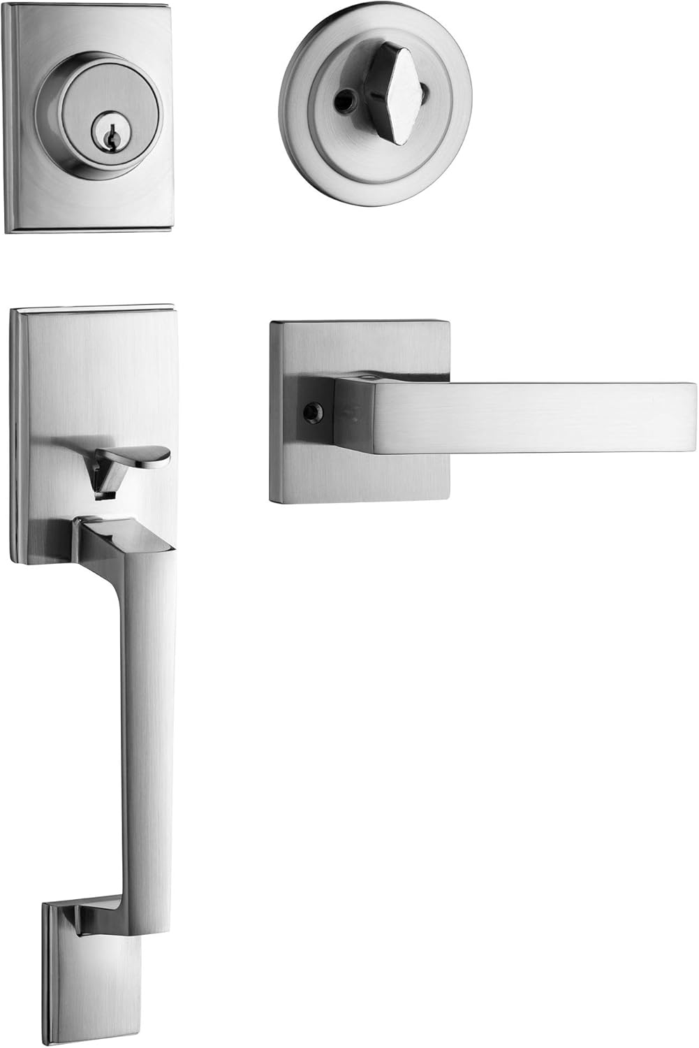 Double Cylinder Door Handles Black Reversible for Left Right-Handed Use