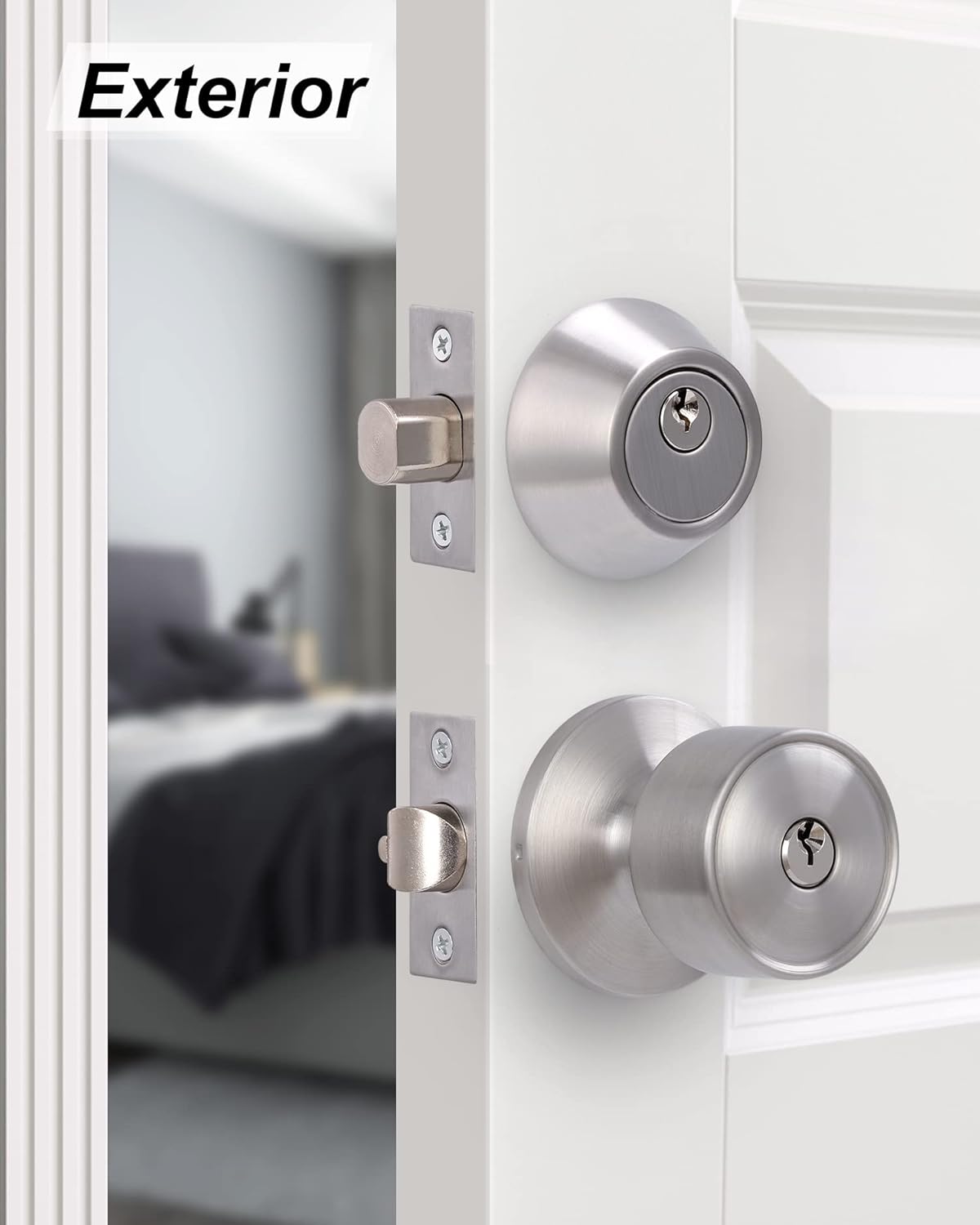 2 Set Keyed Alike Entry Door Knobs Deadbolt Lock Set