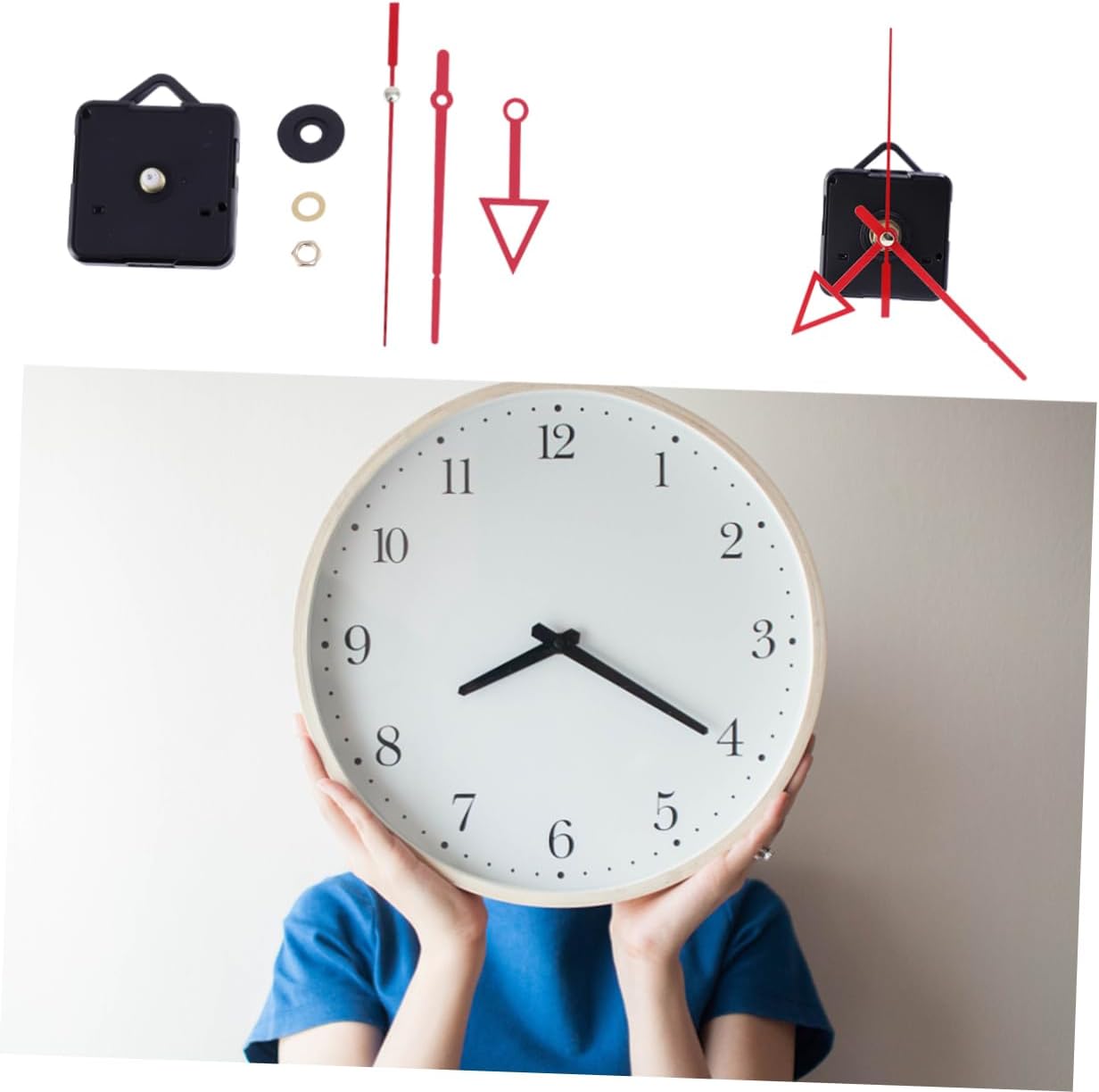 Veemoon Red Clock Hands and Mechanism Kit for DIY