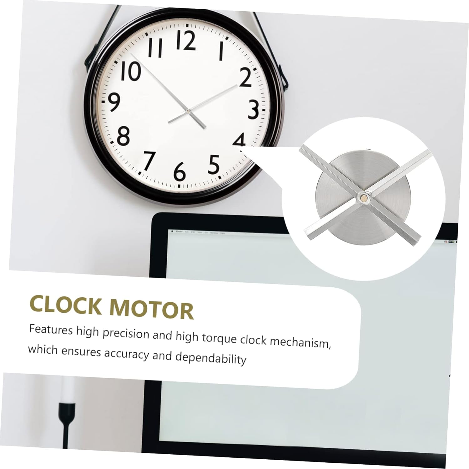 Precision Battery-Operated Clock Movement Kit with Silver Shaft and Handles