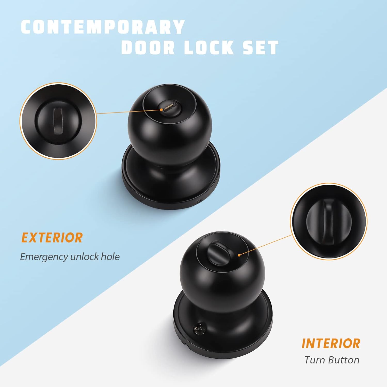 KNOBWELL 3-Pack Matte Black Door Knobs