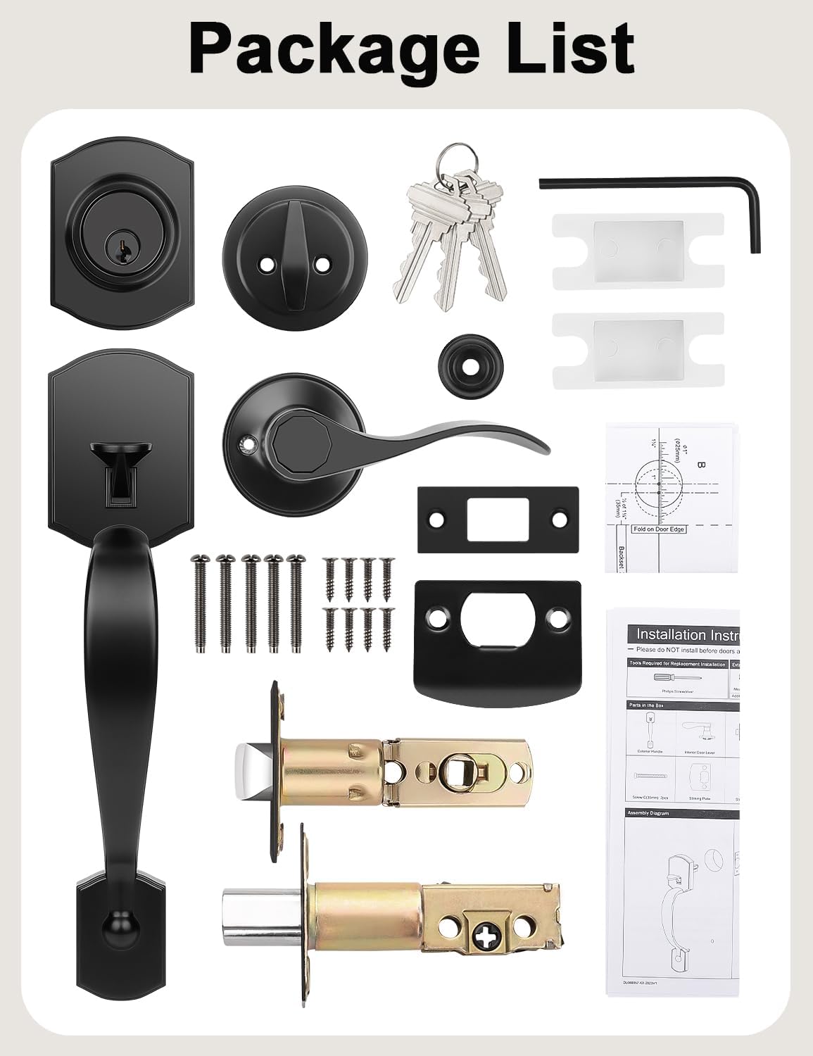 Tinewa Front Door Handle Set with Deadbolt Replacement