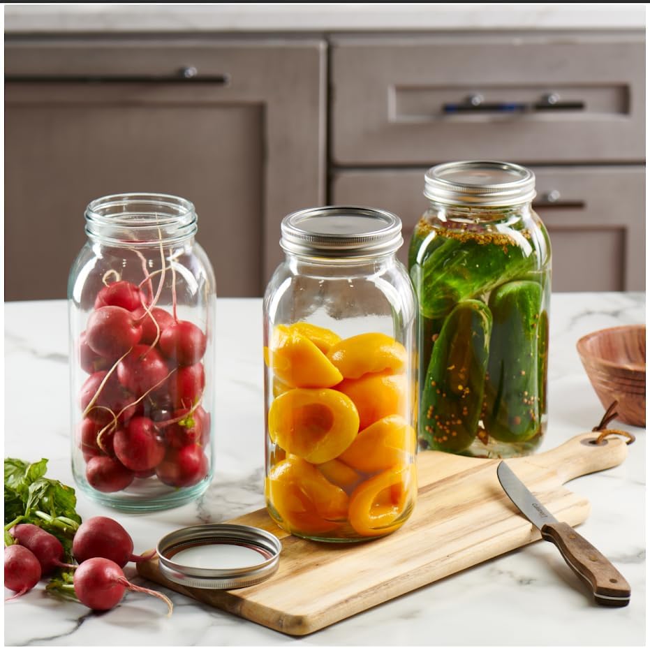Gling 64 oz Wide-Mouth Glass Mason Jar