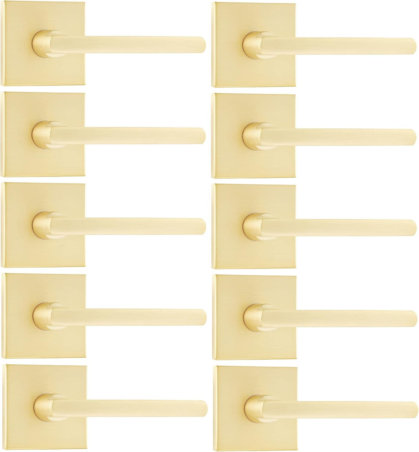 10-Piece Set of Leydebong Dummy Door Handles in Satin Brass