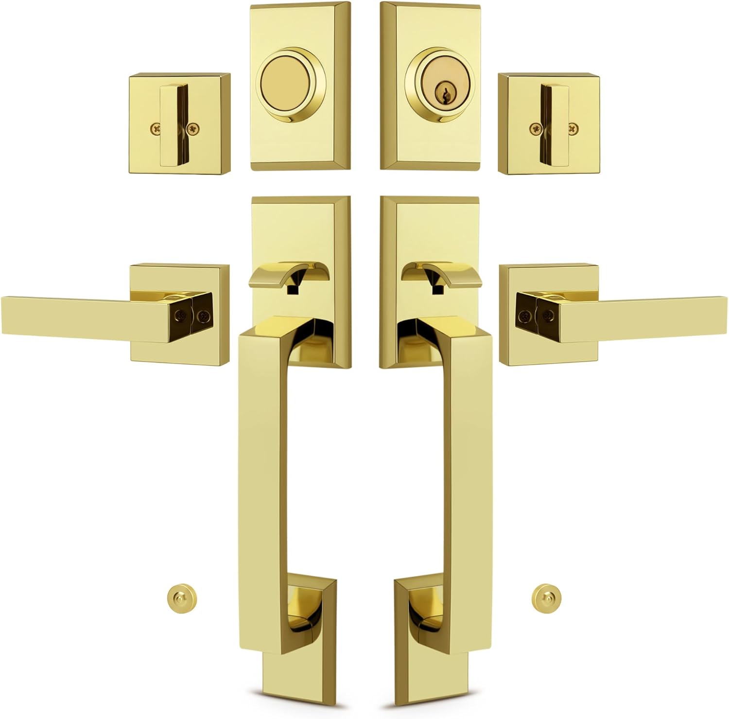 Moquin Double Front Door Lock Set with Polished Brass Finish