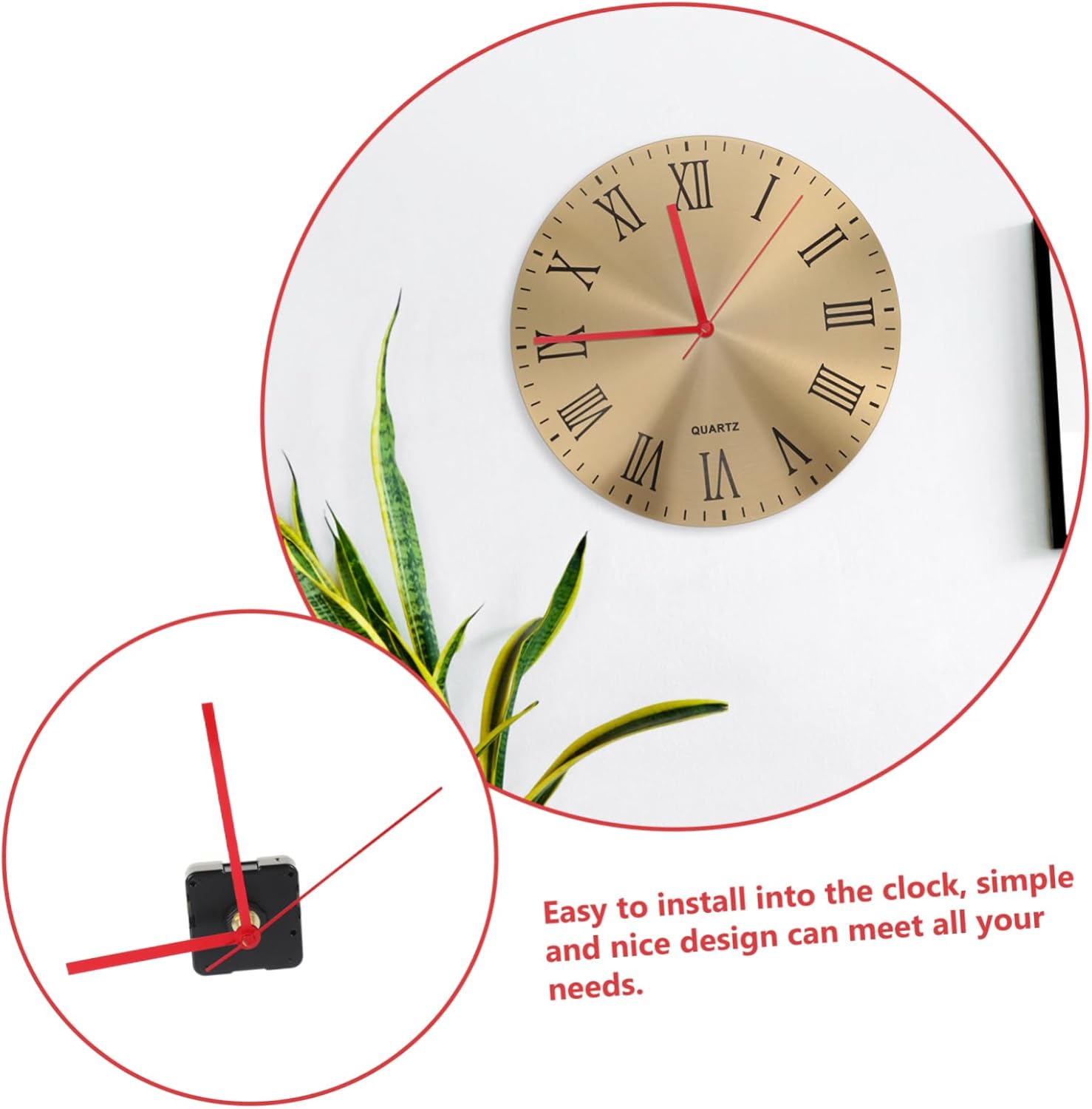 High-Quality Red Extended Screw Mute Clock Mechanism for Clock Hands Replacement