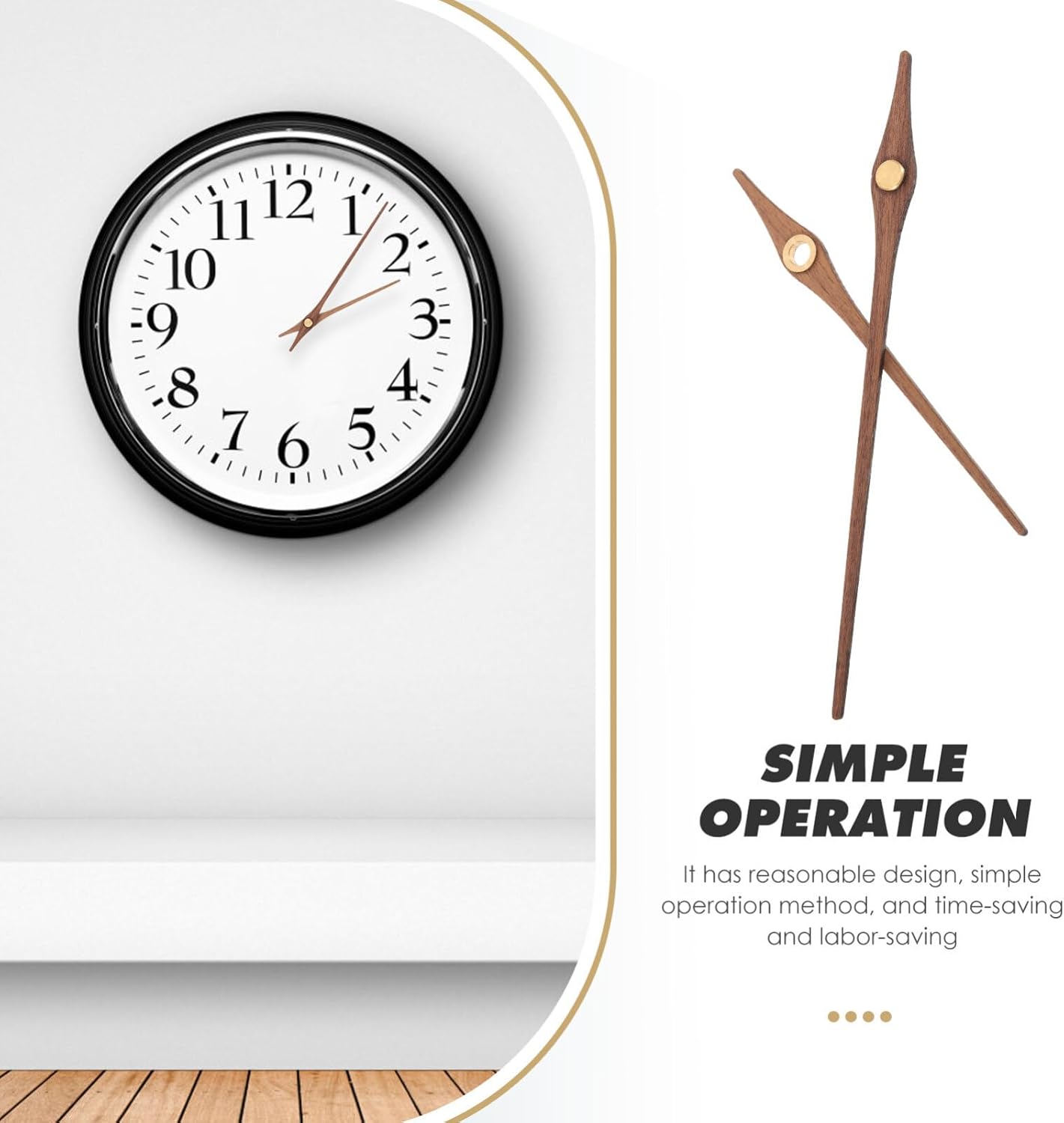 5Pcs Black Walnut Wooden Clock Hands for 12-Inch Wall Clock