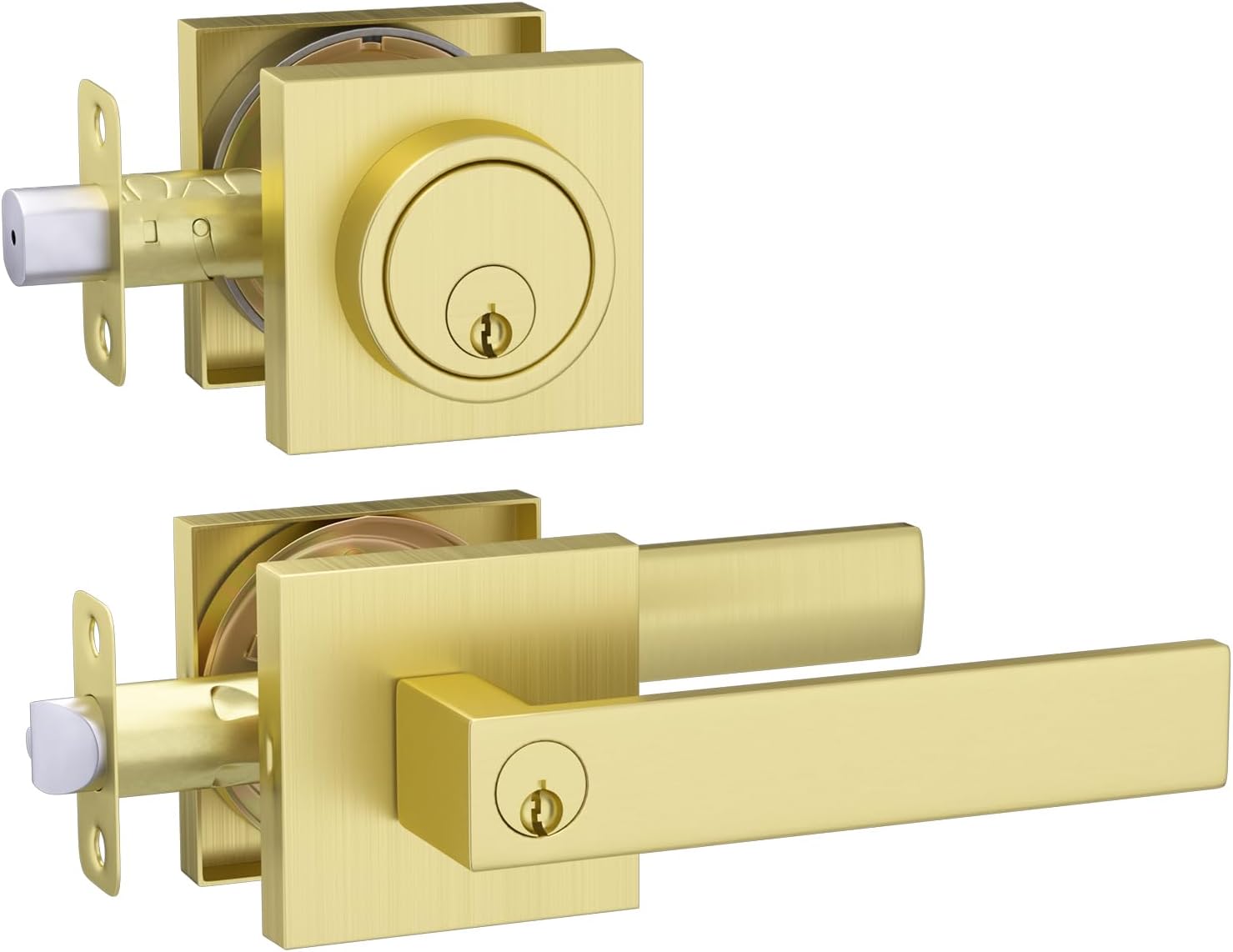 Haidms Gold Exterior Door Lock Set with Deadbolt