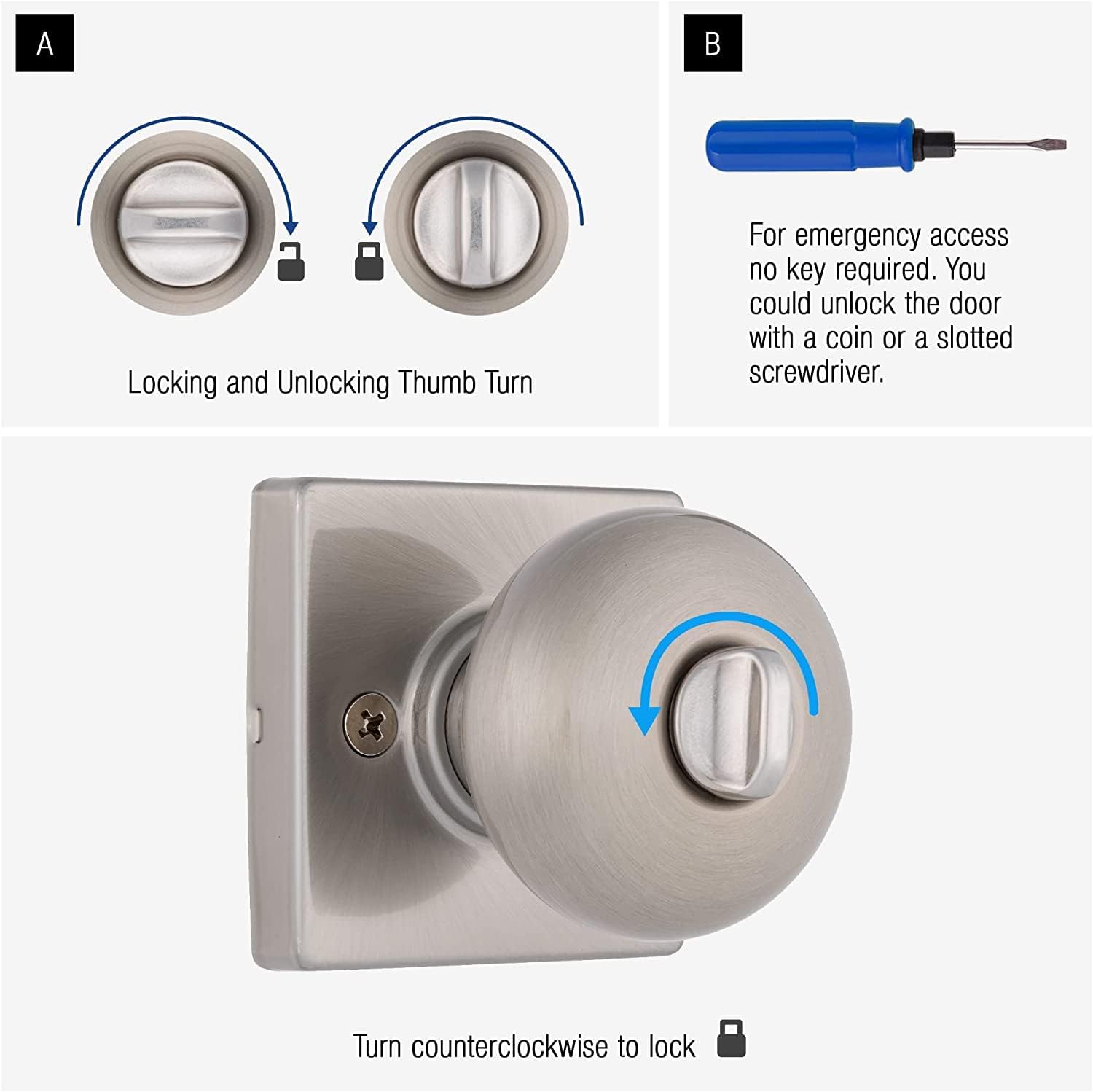 Brinks 6-Pack Satin Nickel Modern Door Knob Set