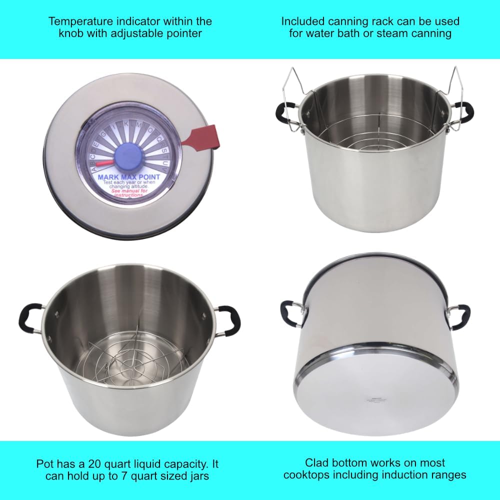 20 Qt Canning Pot with Rack - Works on All Stovetops