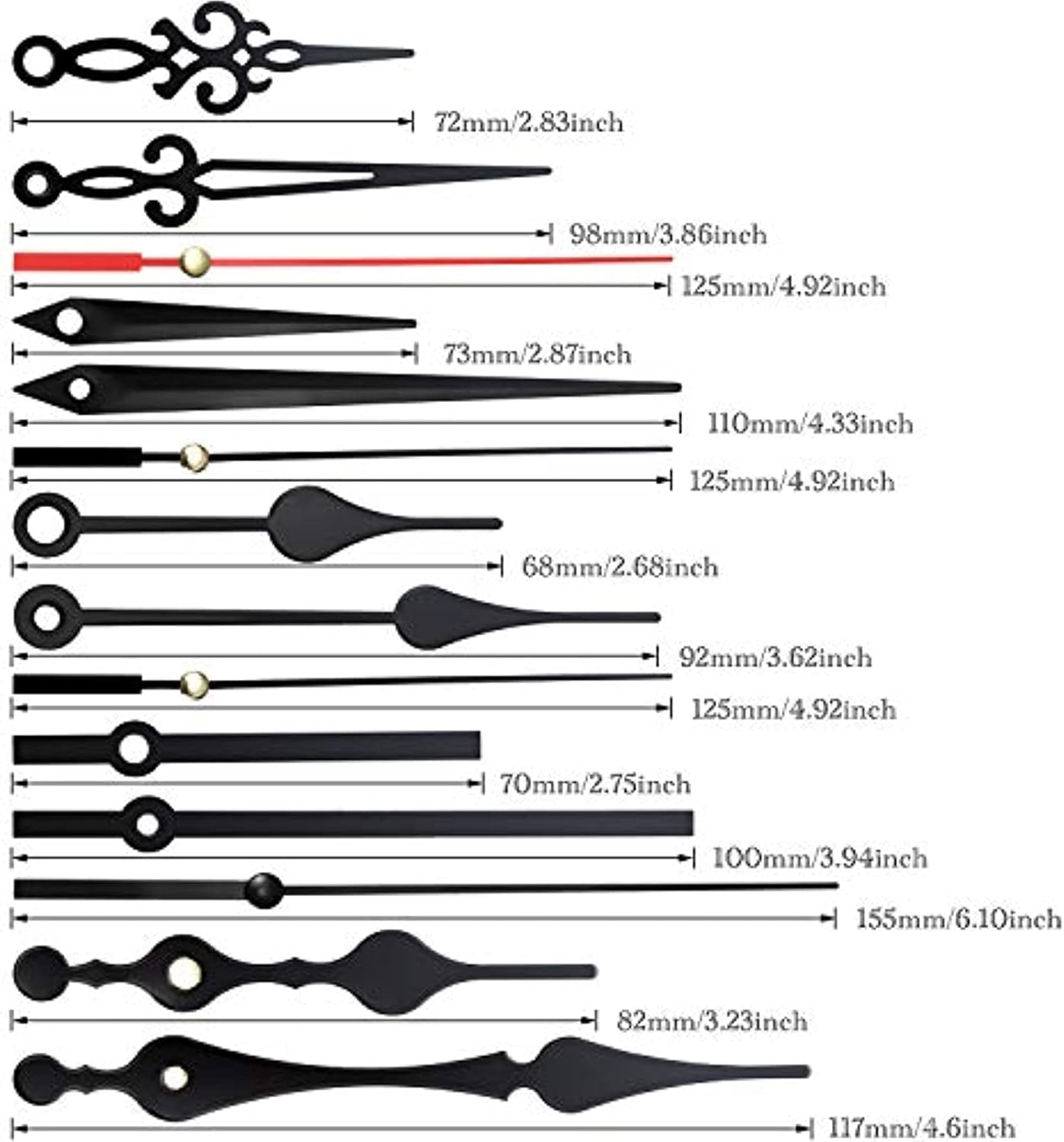 Clock Mechanism Repair Kit for DIY Repair with 5 Unique Hands