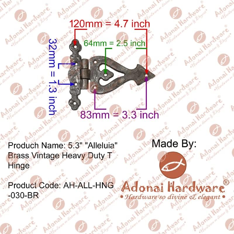 Adonai Hardware Alleluia Cast Iron Hinges