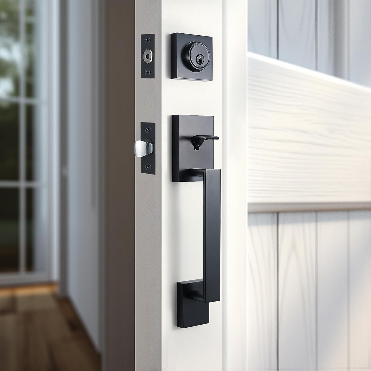 Modern Matte-Black Entry Door Handle