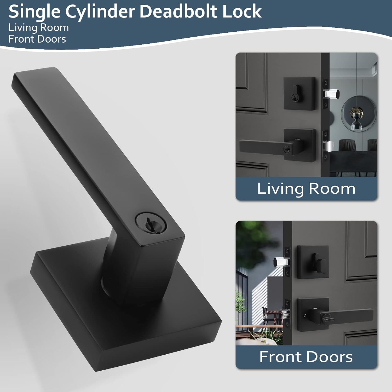 EHomeWare 2 Set Entry Lever Door Handle Deadbolt Lock Set