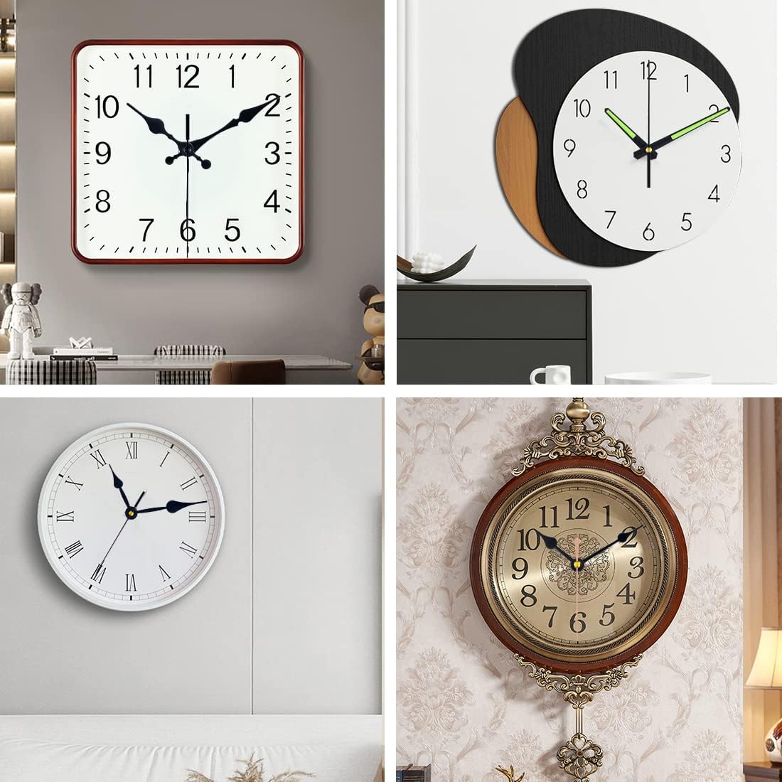 3-Piece Silent Clock Mechanism Kit with Different Shaft Sizes