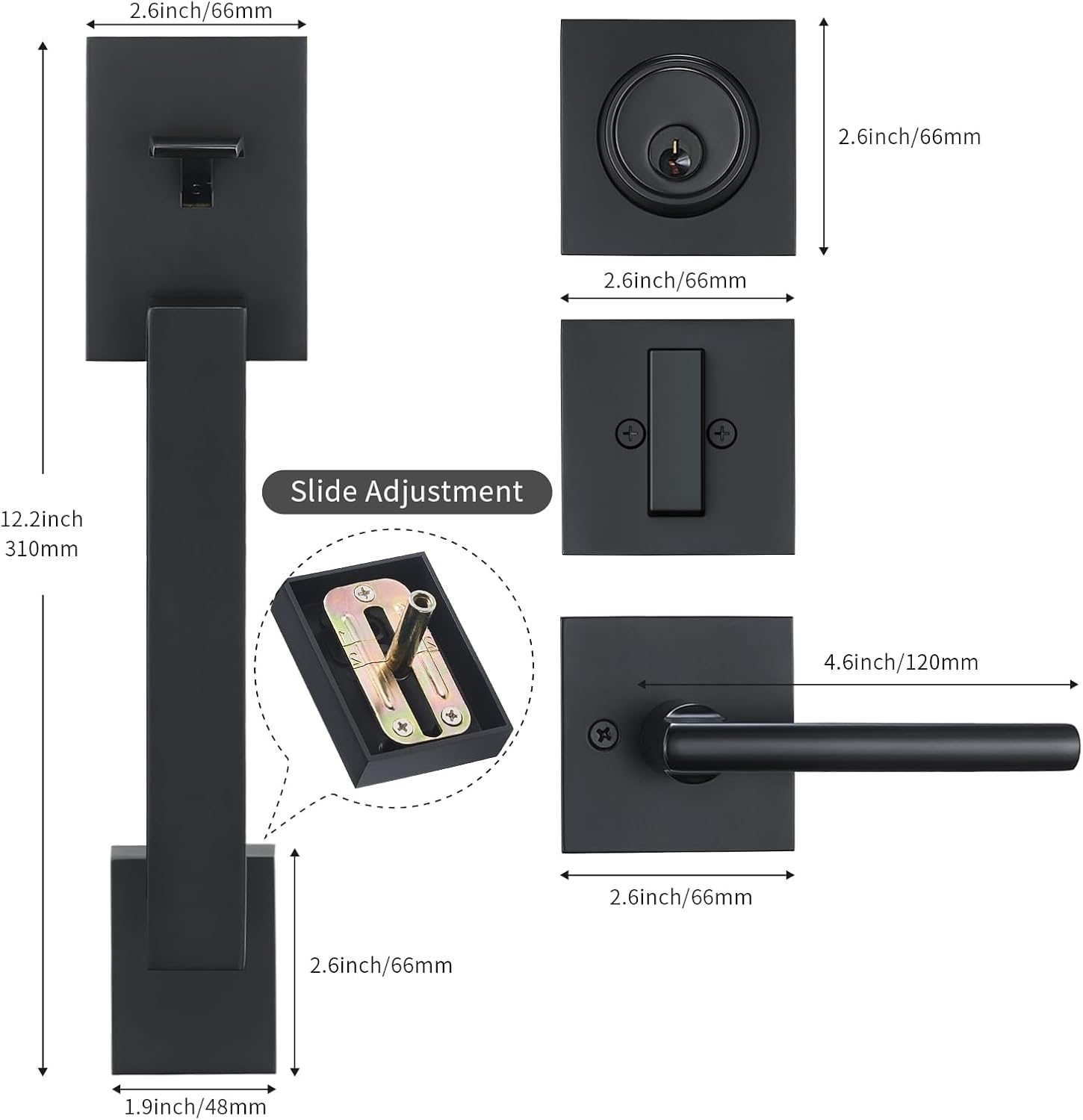 Modern Matte-Black Entry Door Handle
