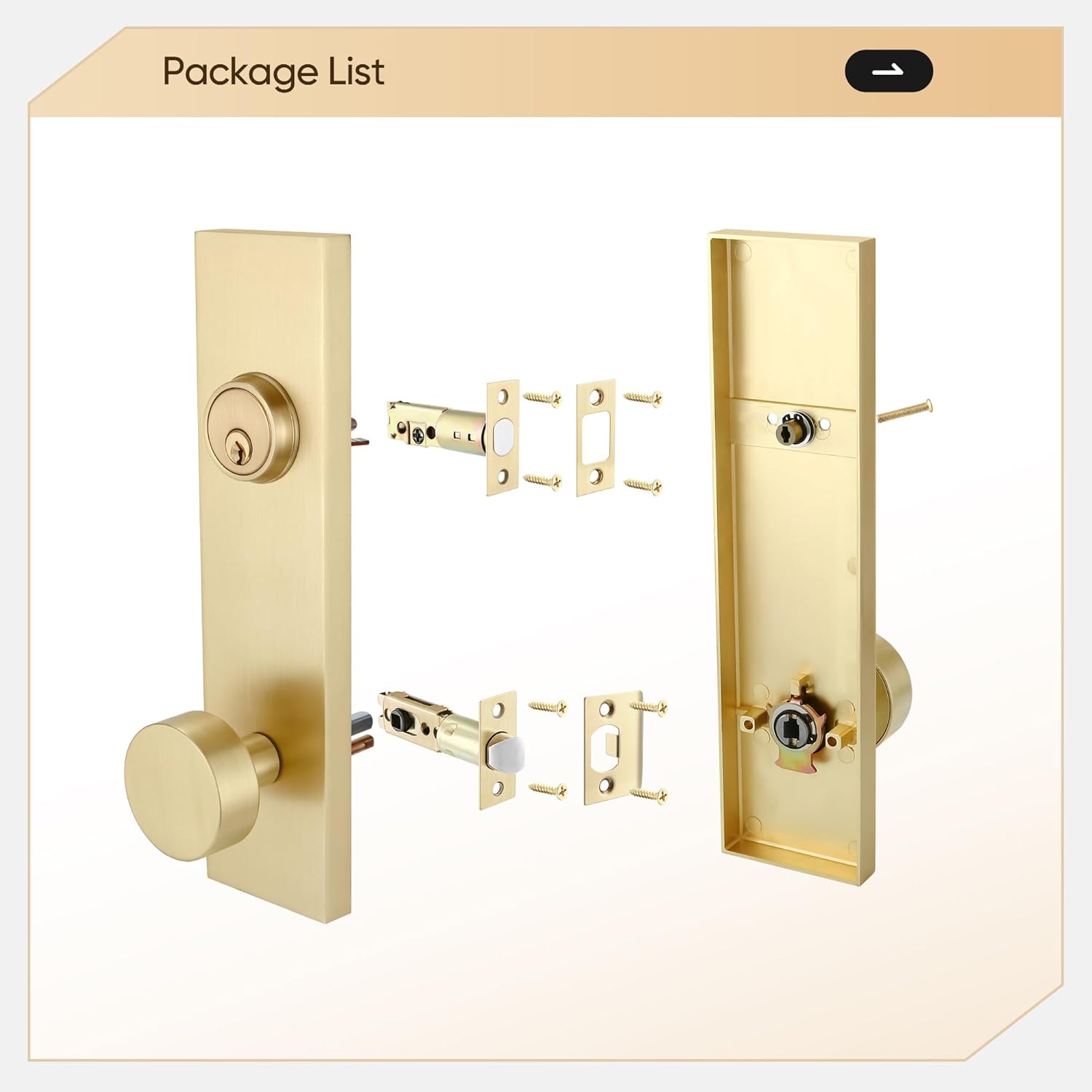 Leydebong Front Door Lock Set - SATIN BRASS