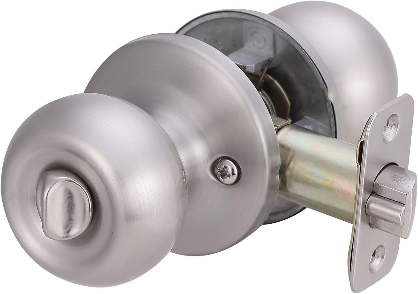 Amazon Basics Exterior Door Knob With Lock Satin Nickel Coastal Style