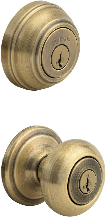 Secure Durable Door Knock Set with SmartKey in Antique Brass