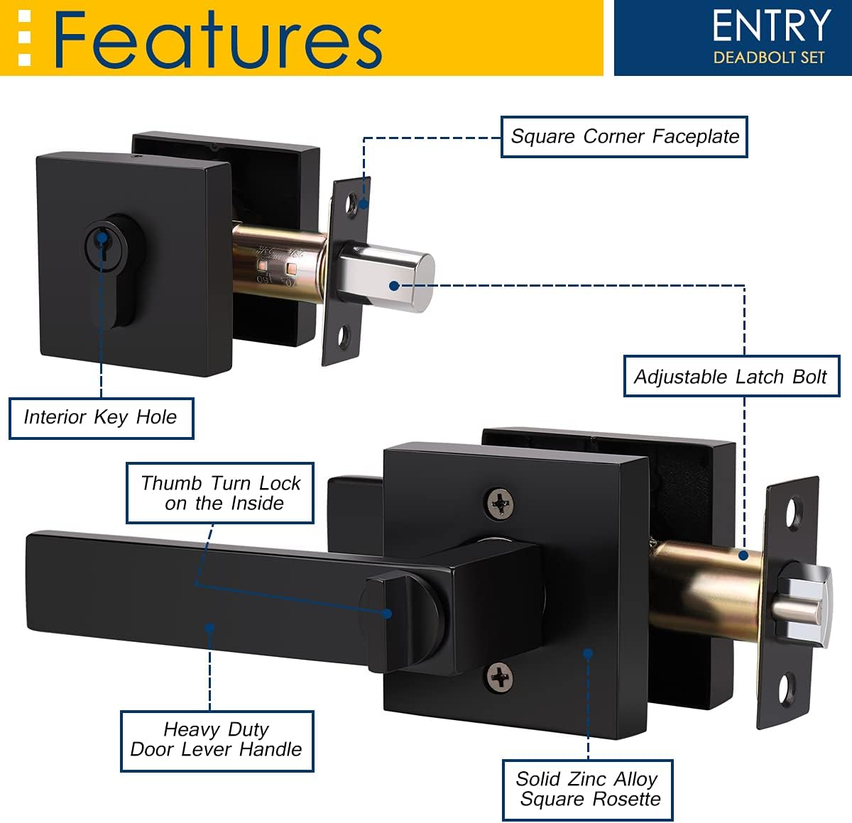 Secure Front Door Bedroom Lock Set