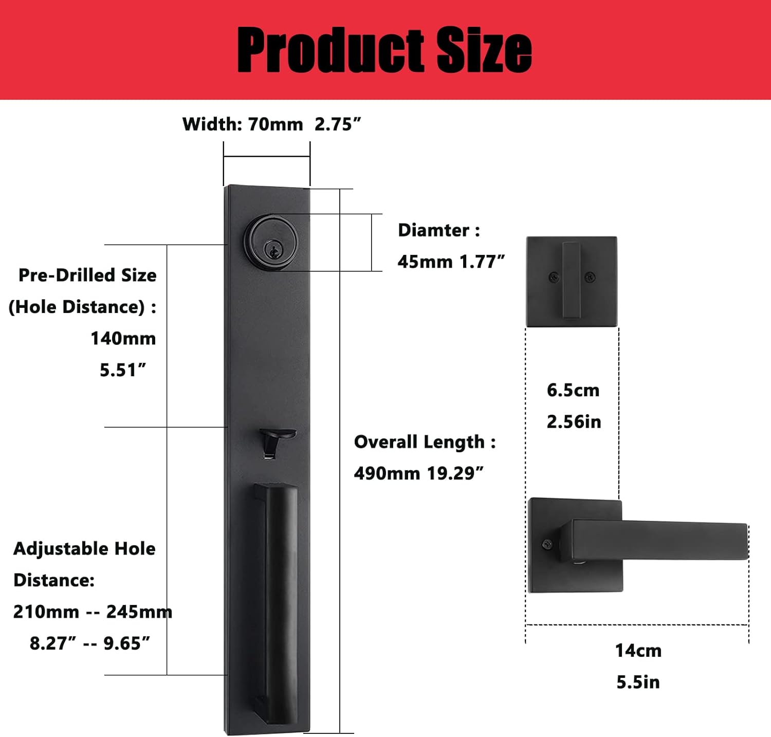 Virego French Front Door Handle Set Heavy Duty