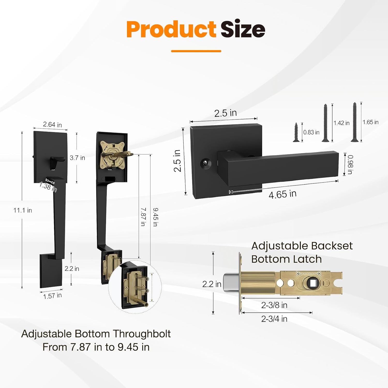 HOSOM Matte Black Front Door Handle Set - Versatile Door Security