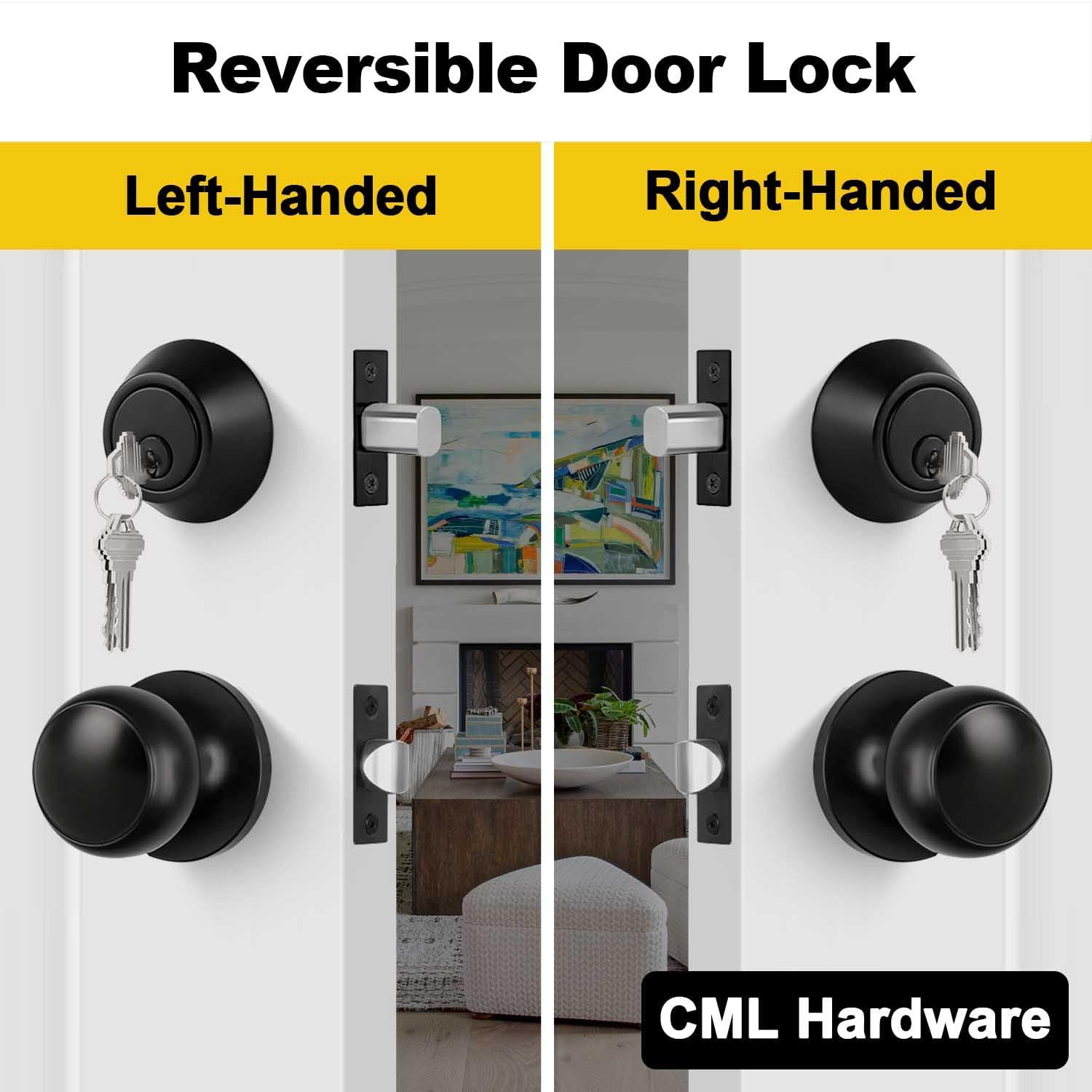 CML Hardware Deadbolt Door Lock and Passage Knob Set