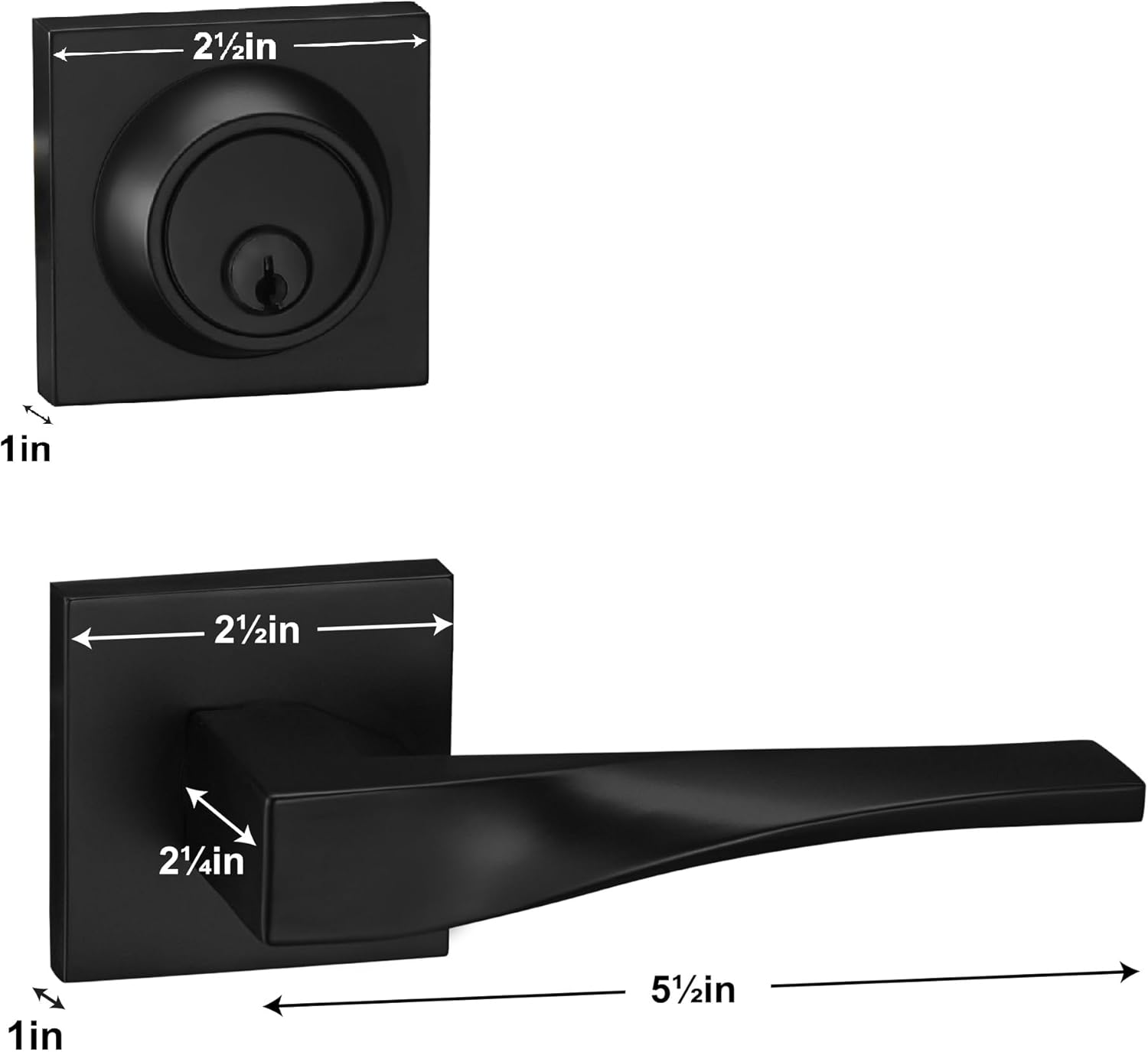 Berlin Modish Sleek Series Entry Lever Door Handle Set Reversible Iron Black