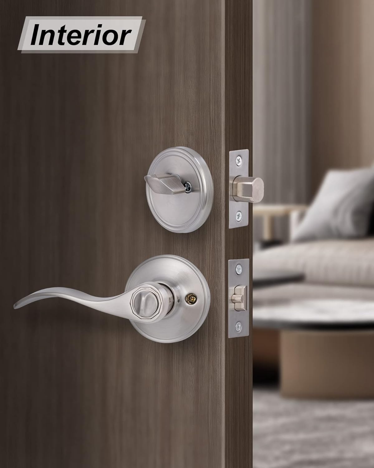 Secure Front Door Lock Set with Reversible Levers