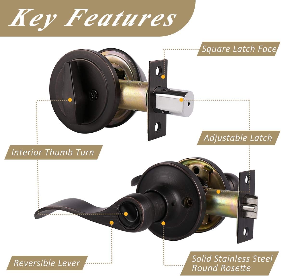 Probrico 6 Set Door Entry Lever Multi Cylinder Deadbolt Combo Set