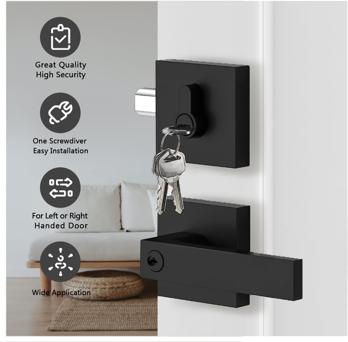 Black Door Handle Deadbolt Set