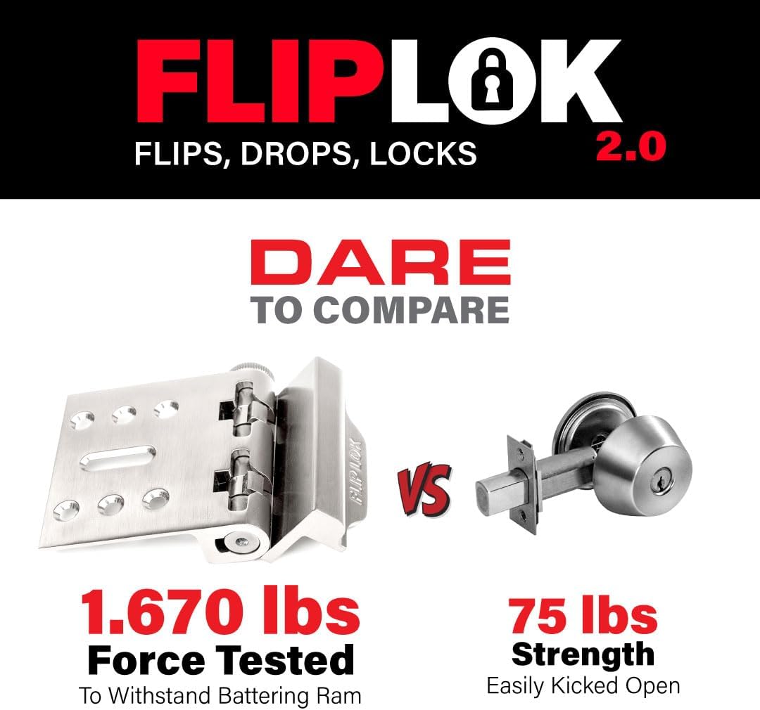 FlipLok Door Lock - 10X More Secure