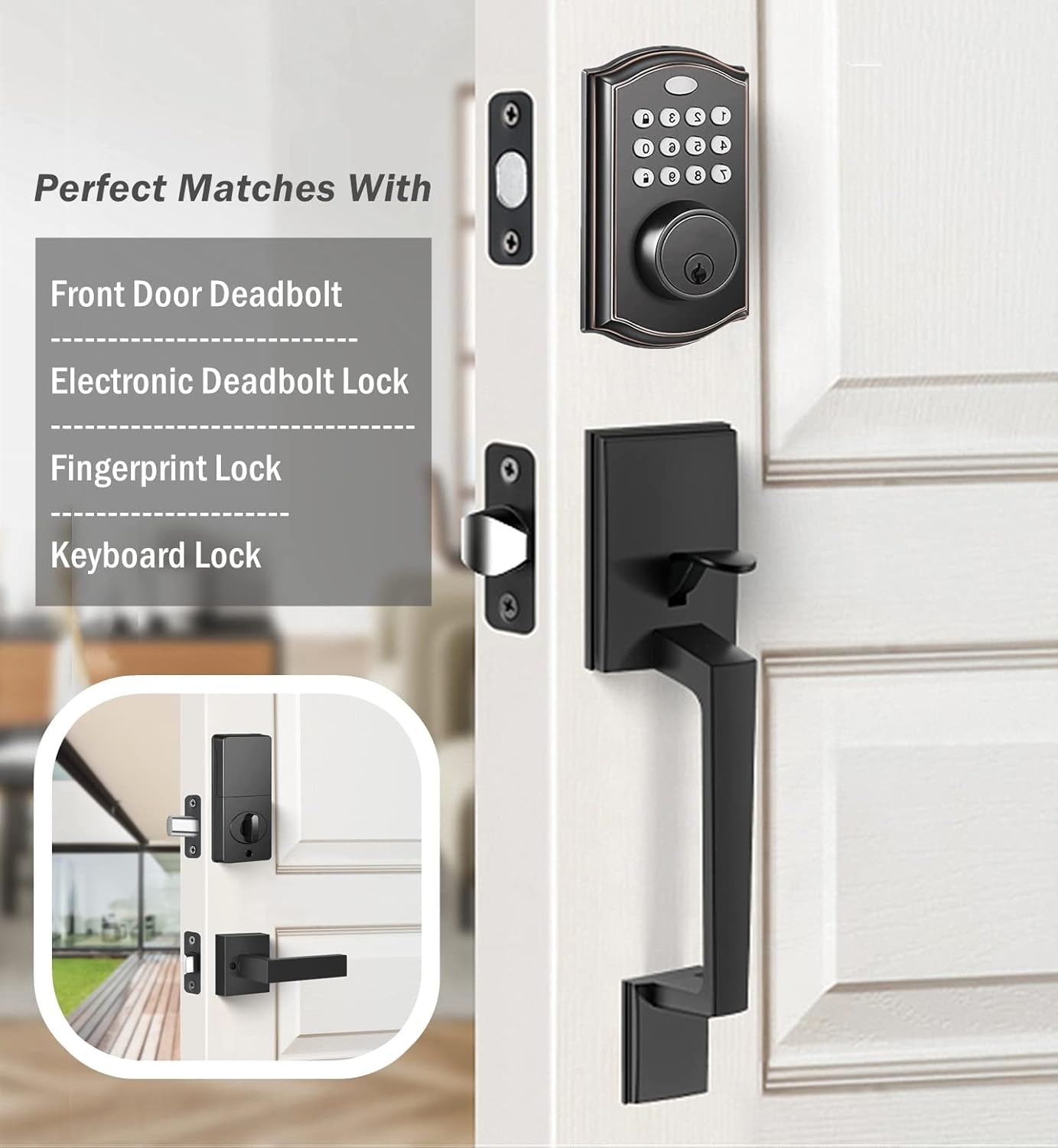 Vo XMude Front Door Handle Set for Exterior Doors