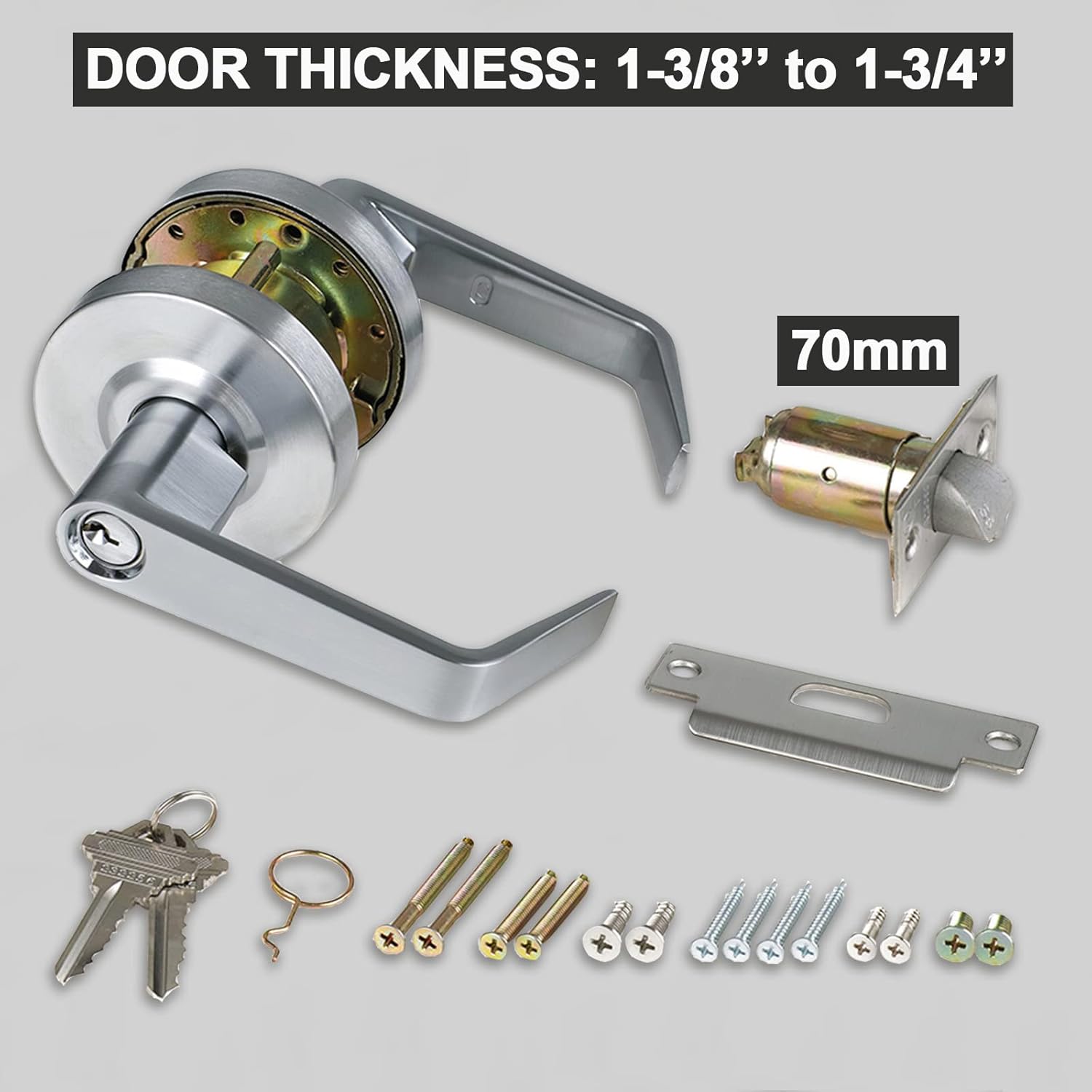 Heavy Duty Commercial Door Lock SATIN Chrome Finish ADA Compliant