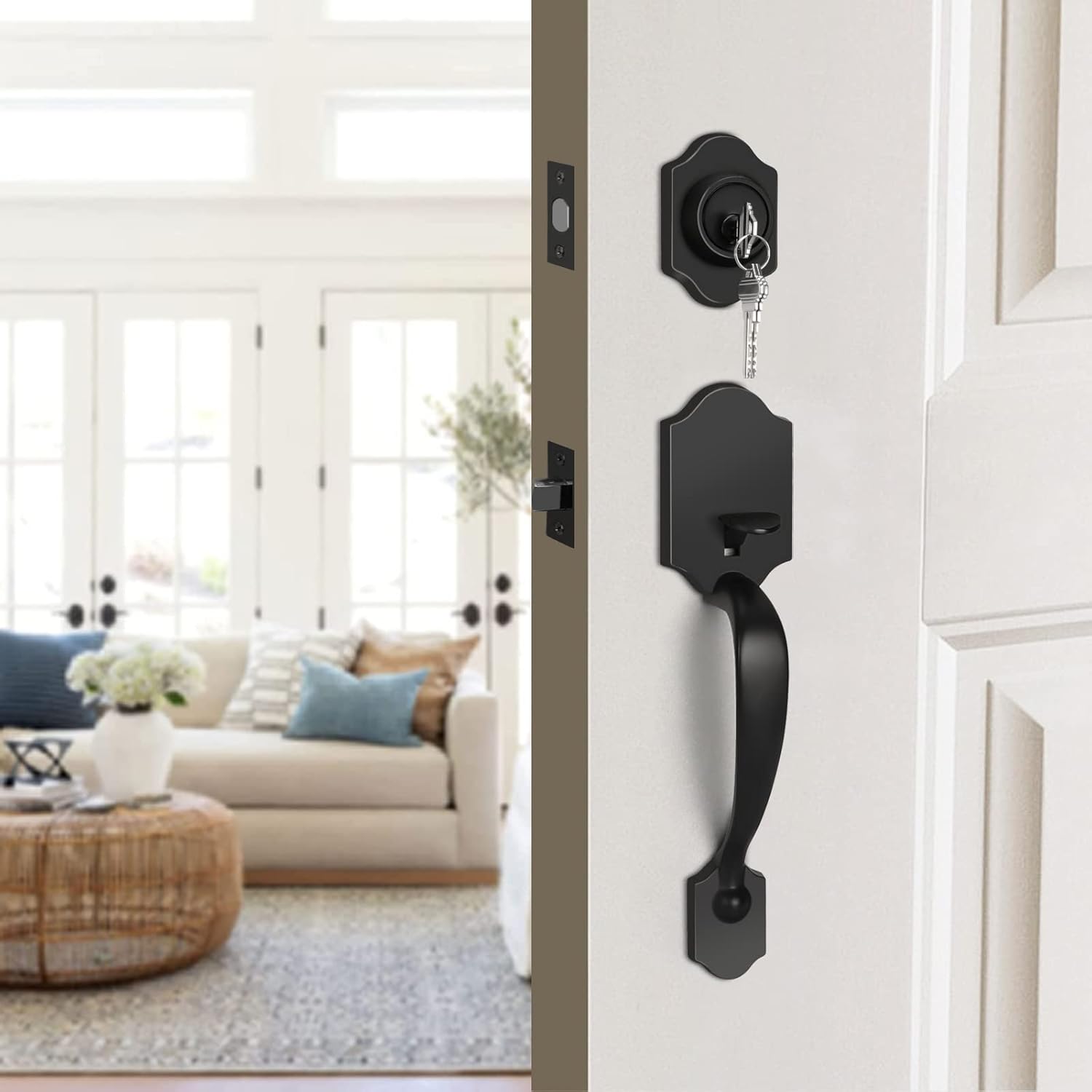 Haidms Matte Black Door Handle Set