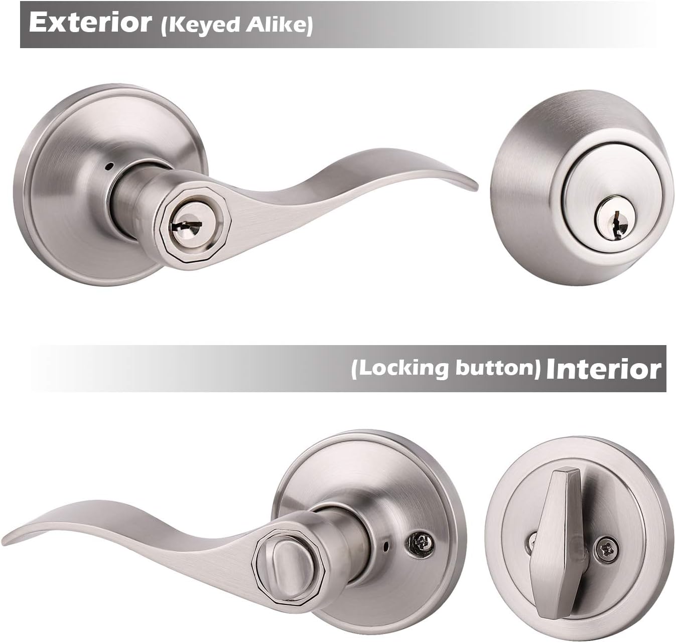 Gobrico Satin Nickel Door Lever Set