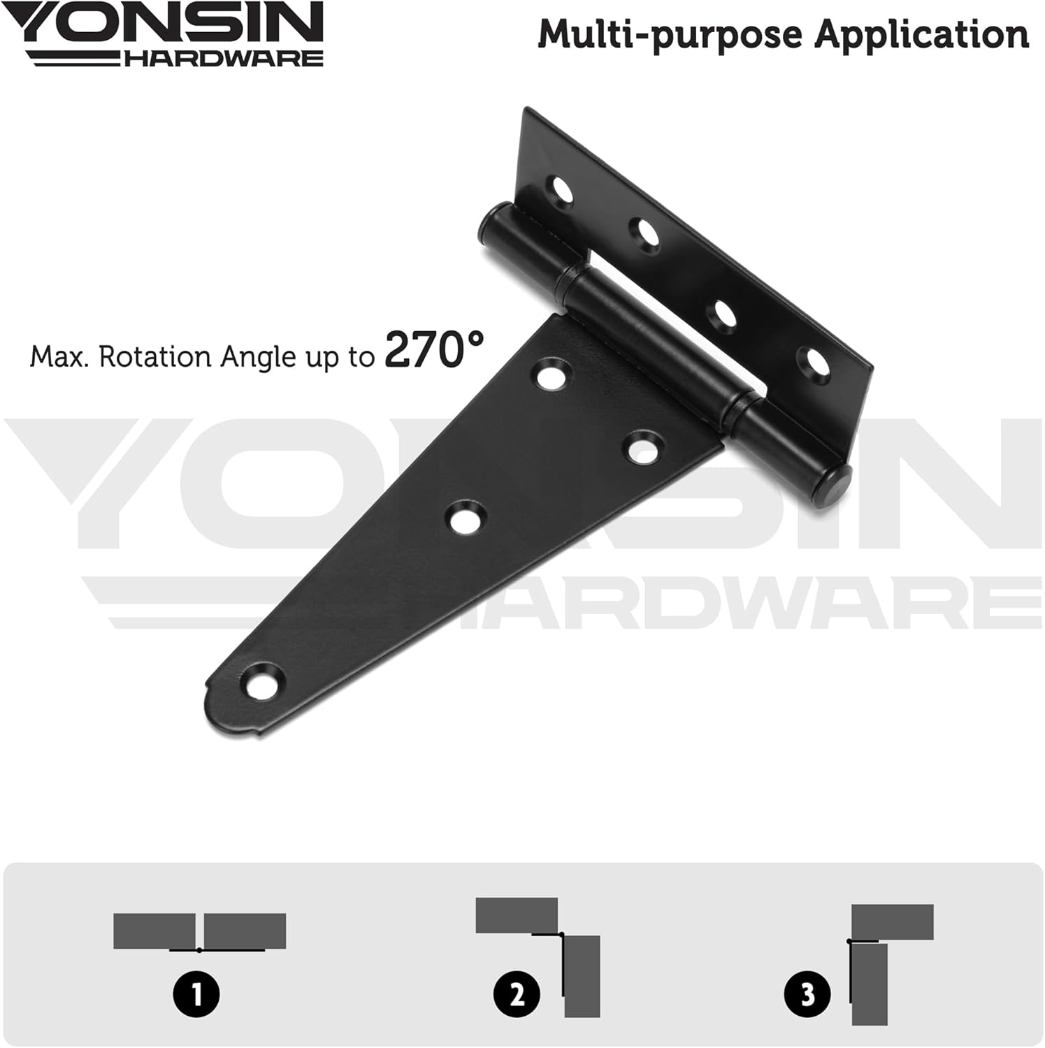 Sturdy 6 T-Strap Shed Door Hinges Black Quiet Operation