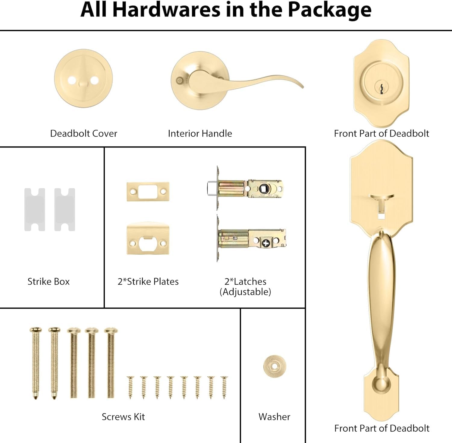 Haidms Gold Front Door Handle and Deadbolt Set