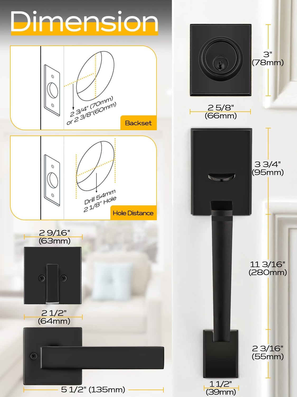 Front Door Handle Set with Deadbolt