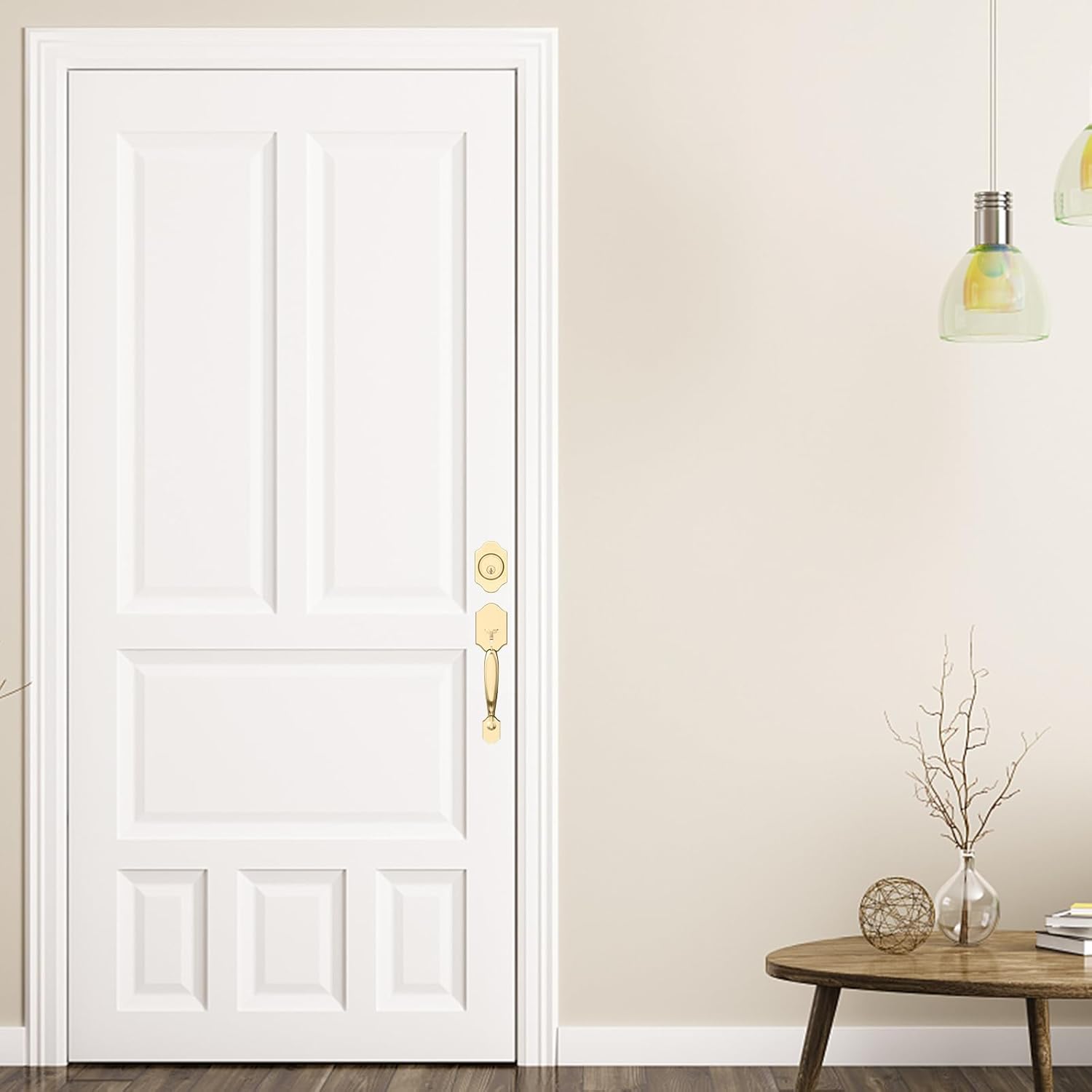 Haidms Gold Front Door Handle and Deadbolt Set