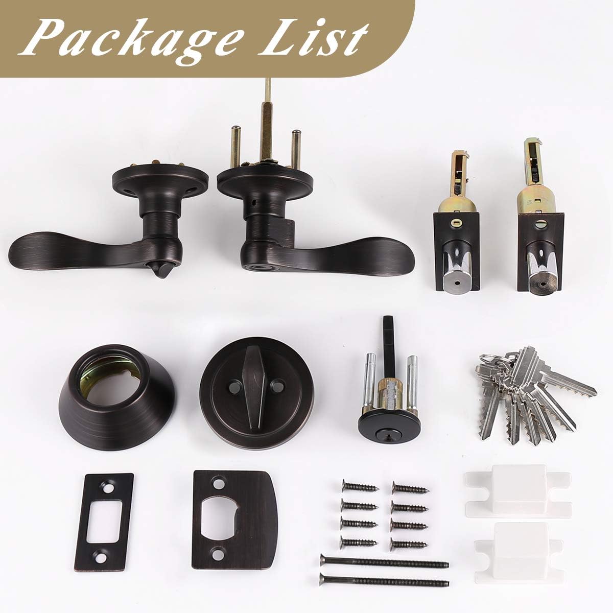 Probrico 6 Set Door Entry Lever Multi Cylinder Deadbolt Combo Set