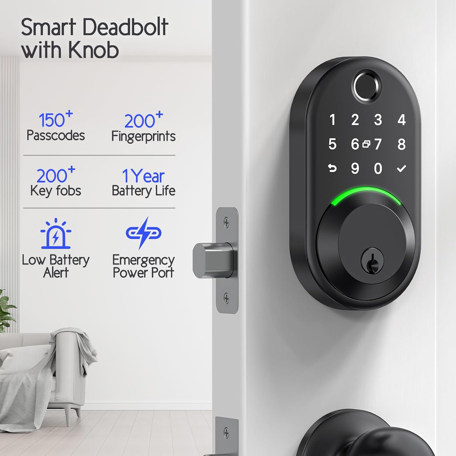 Keypad Smart Door Lock with Knob Set for Front Door