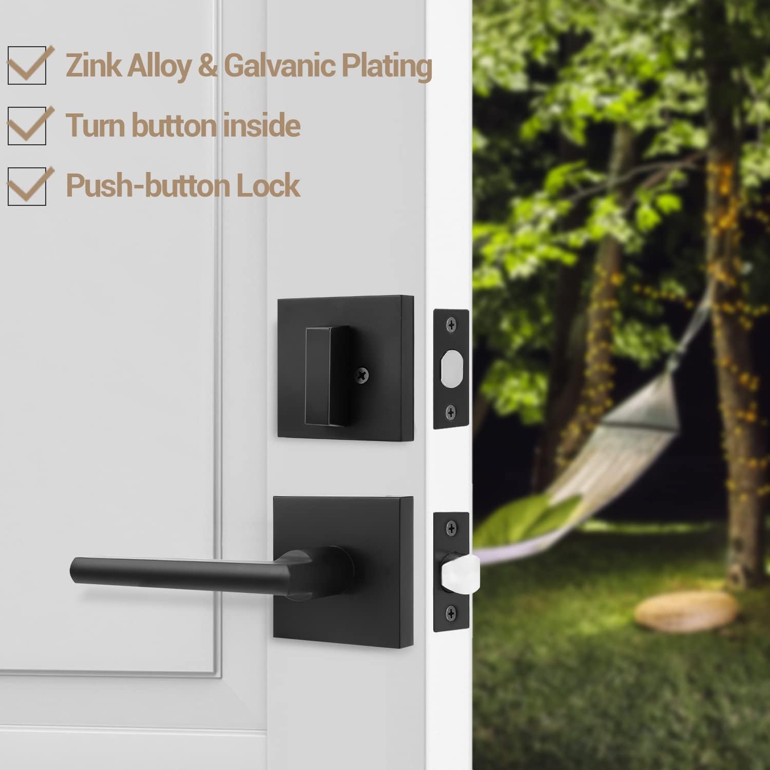 Ohuhu Door Lock Set Matte Black Design