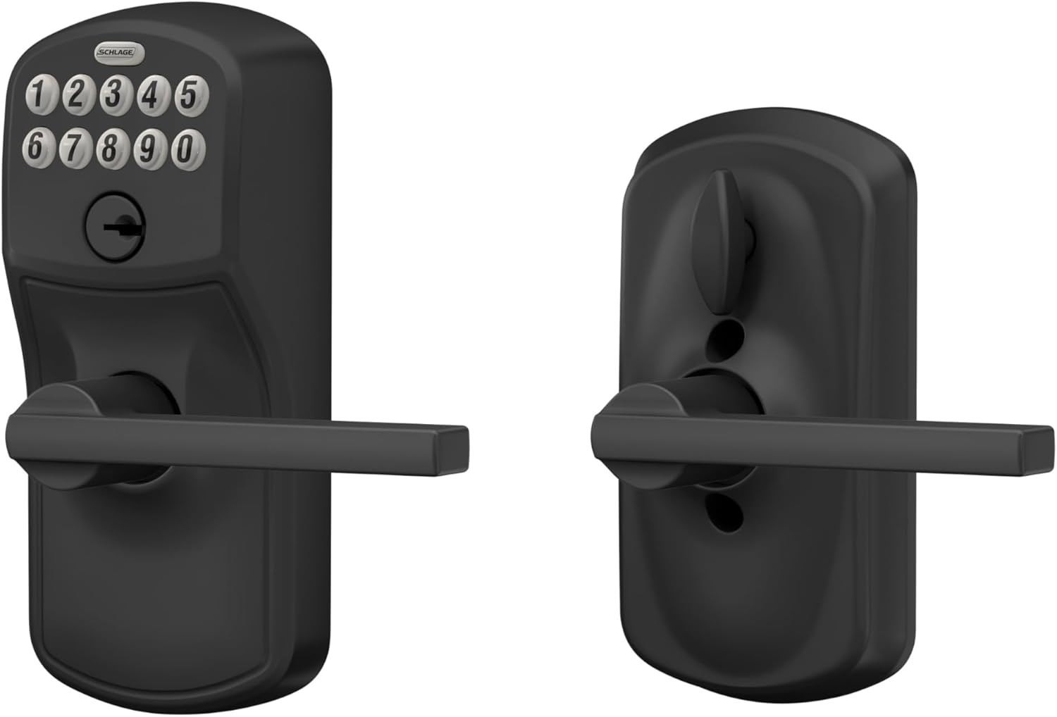 SCHLAGE Plymouth Keypad Entry with Flex-Lock Latitude Lever Matte Black