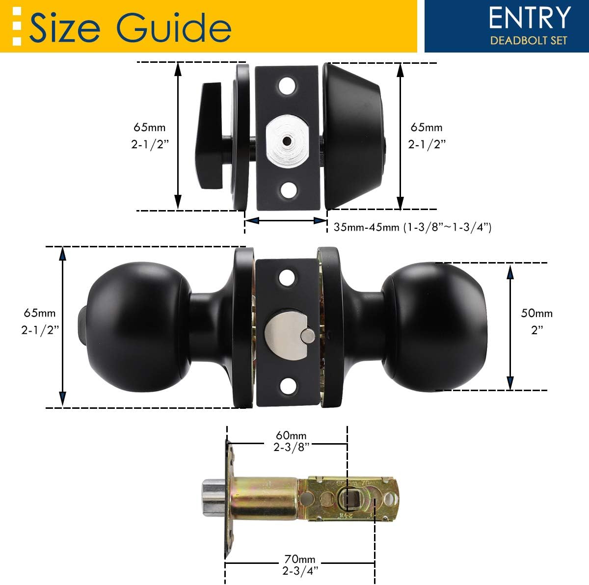 Versatile 4-Pack Door Knob Deadbolt Set with Black Finish