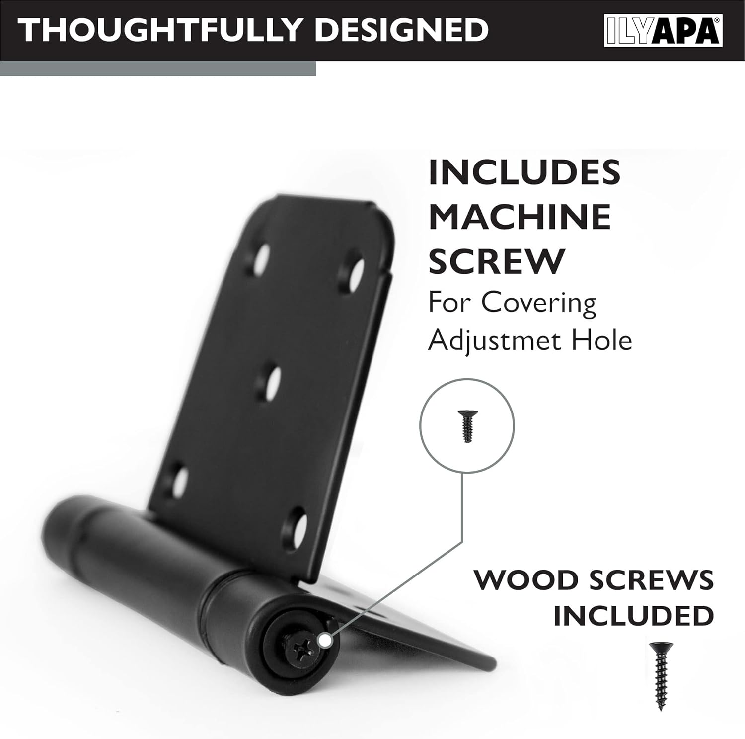 Ilyapa 4-Piece Heavy Duty Self-Closing Shed Door Hinges Black Square