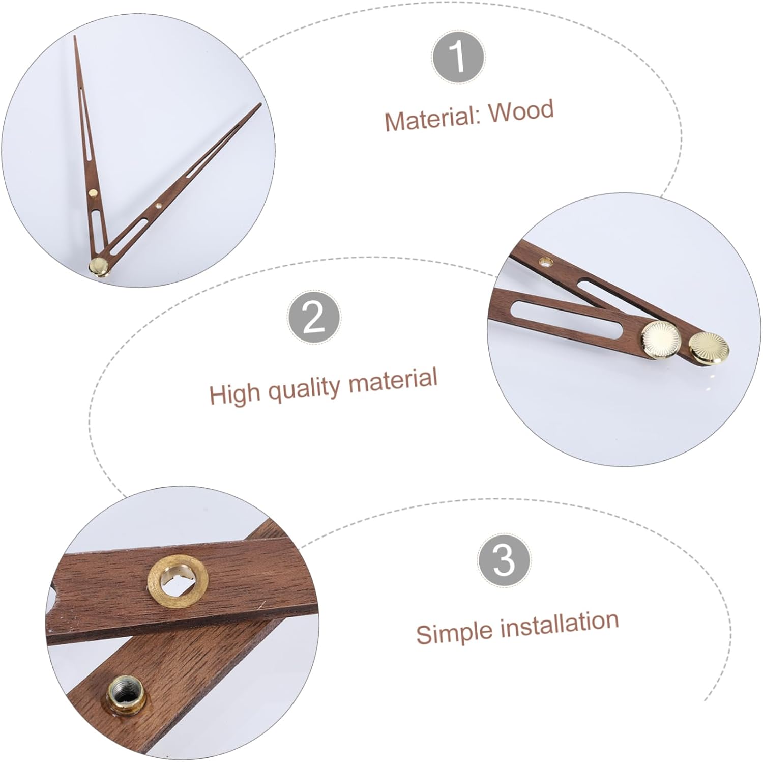 Mikikit Nordic Wooden Wall Clock Hands Replacement Set