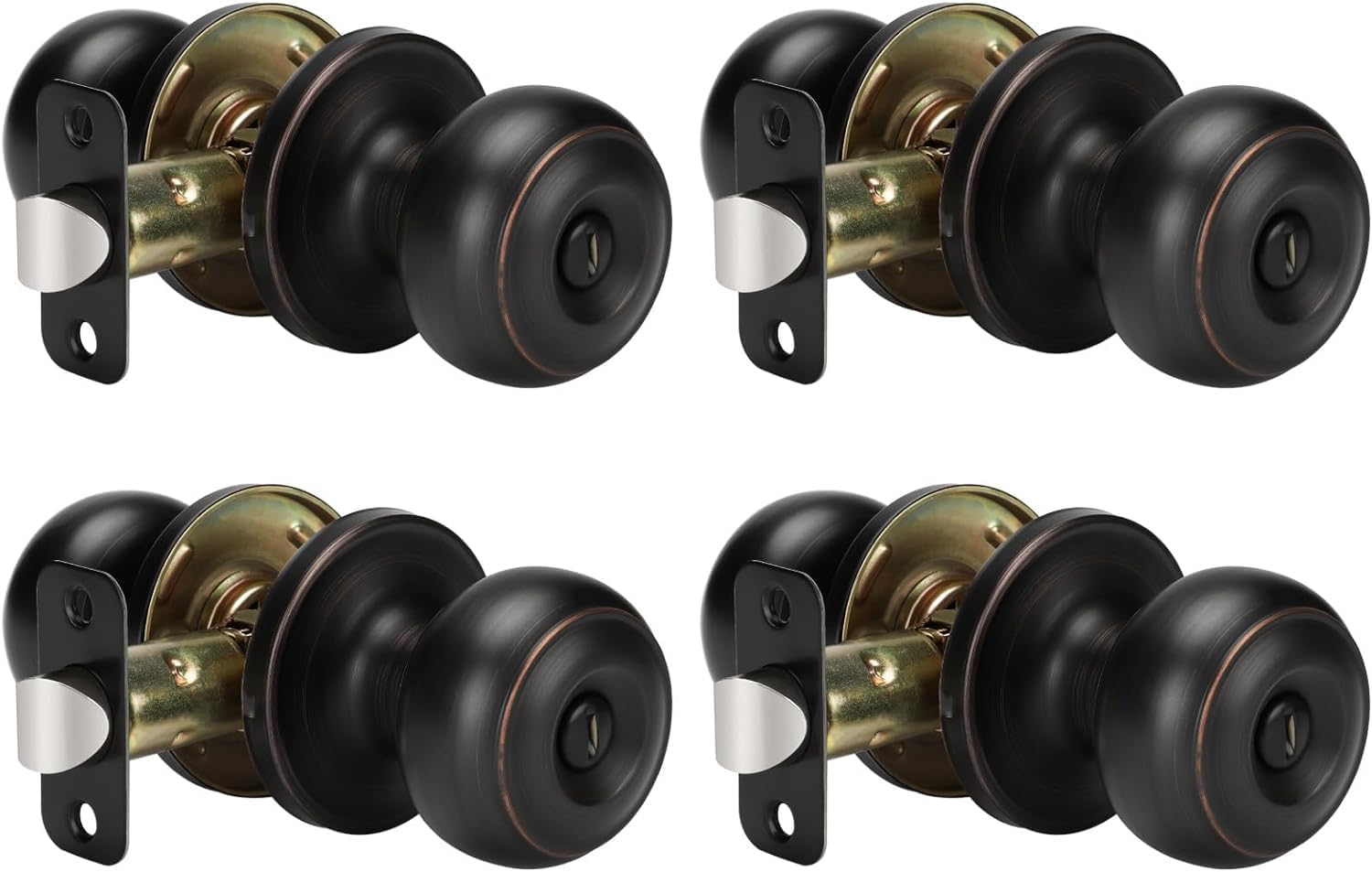 HaidmsOil Rubbed Bronze Door Knobs 4-Piece Keyless Privacy Door Set